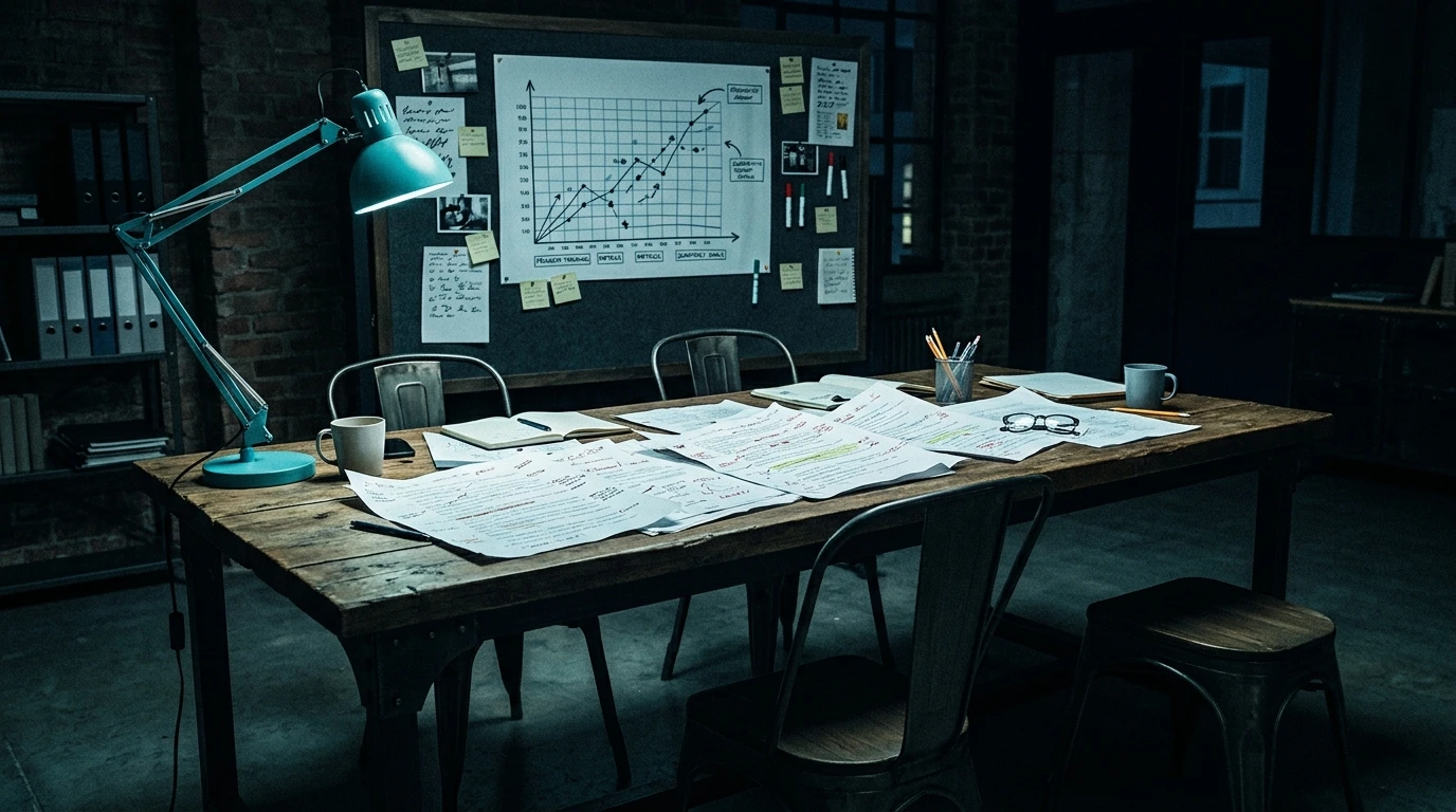 Table de travail où s'écrit la charte d'une organisation